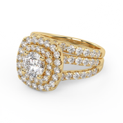 IGI Certified Shank Double Halo Bridal Set Ring