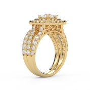 IGI Certified Shank Double Halo Bridal Set Ring