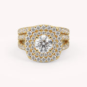 IGI Certified Shank Double Halo Bridal Set Ring