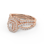 IGI Certified Emerald Cut Lab Diamond Bridal Set Ring