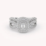 IGI Certified Emerald Cut Lab Diamond Bridal Set Ring