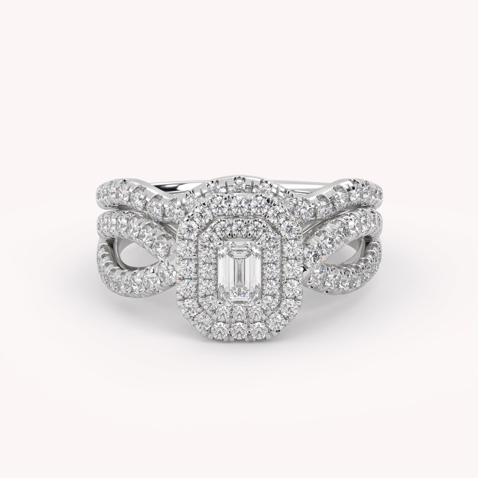 IGI Certified Emerald Cut Lab Diamond Bridal Set Ring