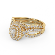 IGI Certified Emerald Cut Lab Diamond Bridal Set Ring