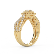 IGI Certified Emerald Cut Lab Diamond Bridal Set Ring