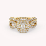 IGI Certified Emerald Cut Lab Diamond Bridal Set Ring