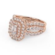 IGI Certified Emerald Cut Lab Diamond Bridal Set Ring