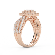 IGI Certified Emerald Cut Lab Diamond Bridal Set Ring
