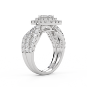 IGI Certified Emerald Cut Lab Diamond Bridal Set Ring