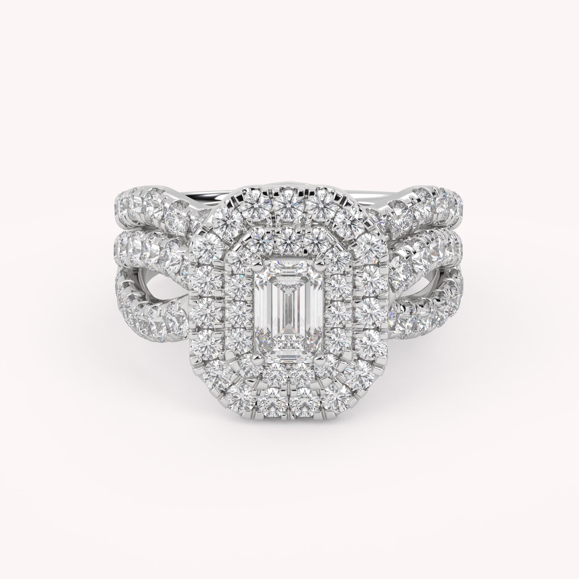 IGI Certified Emerald Cut Lab Diamond Bridal Set Ring