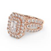 IGI Certified Emerald Cut Lab Diamond Bridal Set Ring