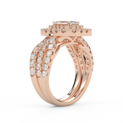 IGI Certified Emerald Cut Lab Diamond Bridal Set Ring