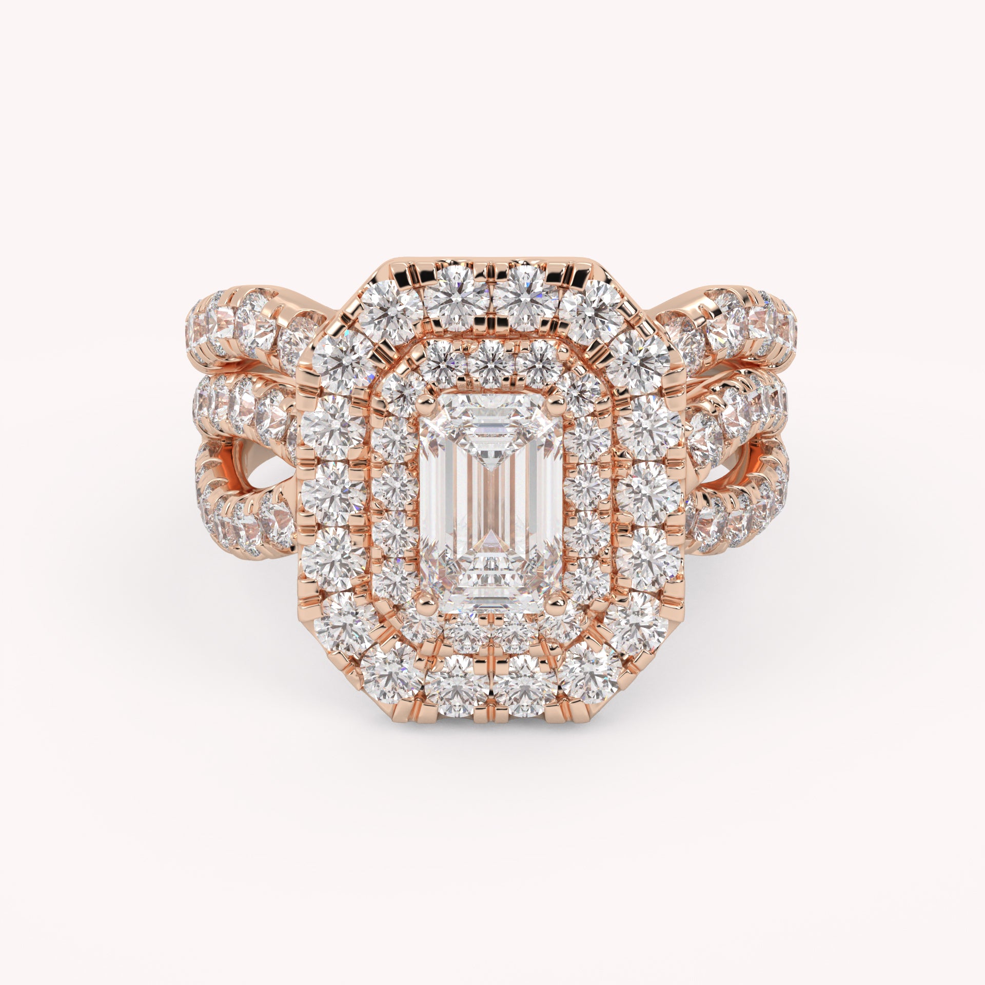 IGI Certified Emerald Cut Lab Diamond Bridal Set Ring