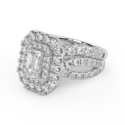 IGI Certified Emerald Cut Lab Diamond Bridal Set Ring