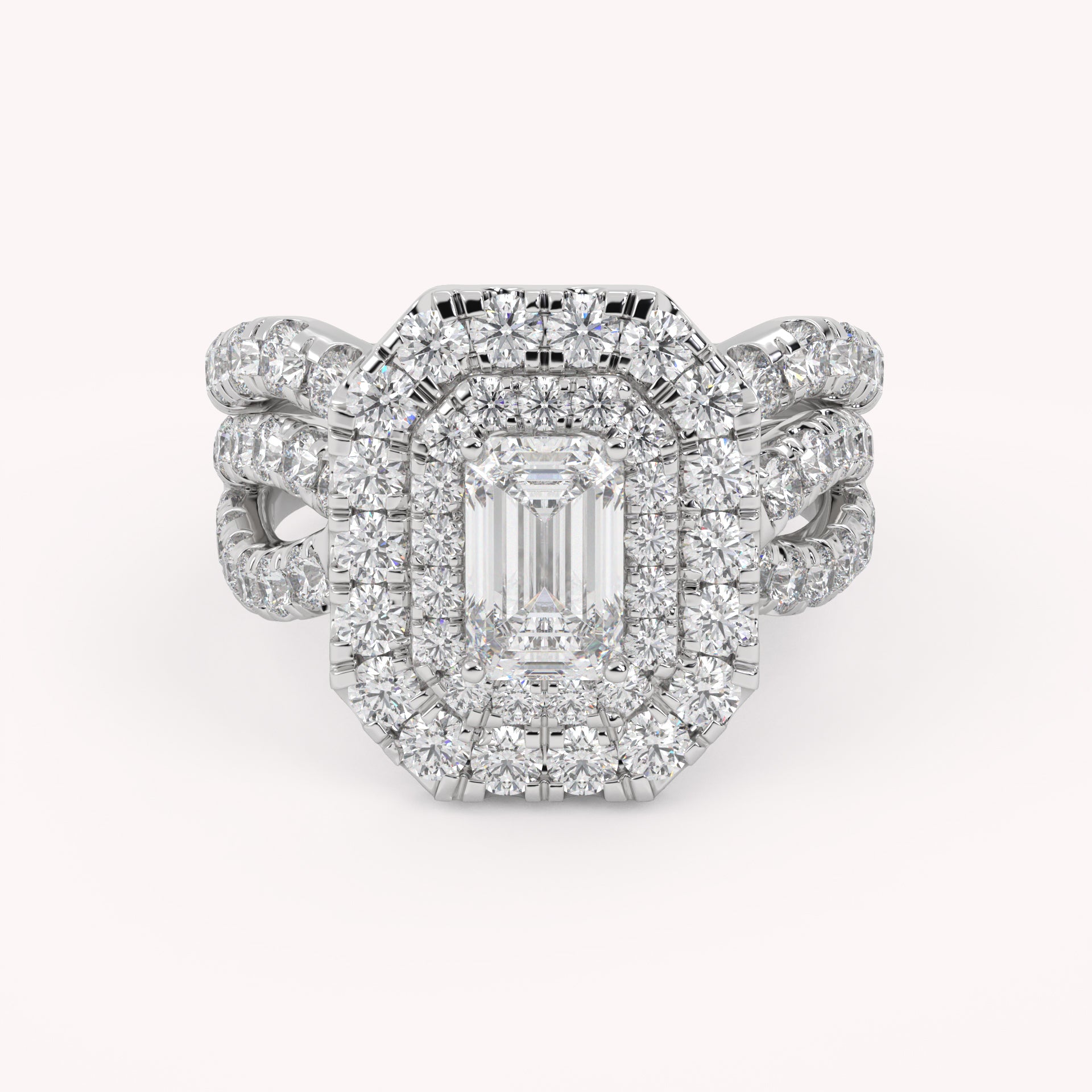 IGI Certified Emerald Cut Lab Diamond Bridal Set Ring