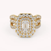 IGI Certified Emerald Cut Lab Diamond Bridal Set Ring