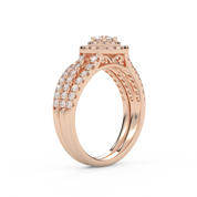 IGI Certified Double Halo Lab Diamond Bridal Set Ring