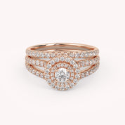 IGI Certified Double Halo Lab Diamond Bridal Set Ring
