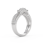 IGI Certified Double Halo Lab Diamond Bridal Set Ring