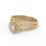 IGI Certified Double Halo Lab Diamond Bridal Set Ring