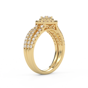 IGI Certified Double Halo Lab Diamond Bridal Set Ring