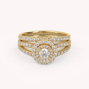 IGI Certified Double Halo Lab Diamond Bridal Set Ring