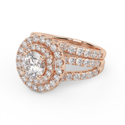 IGI Certified Double Halo Lab Diamond Bridal Set Ring