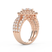 IGI Certified Double Halo Lab Diamond Bridal Set Ring