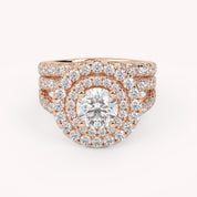 IGI Certified Double Halo Lab Diamond Bridal Set Ring