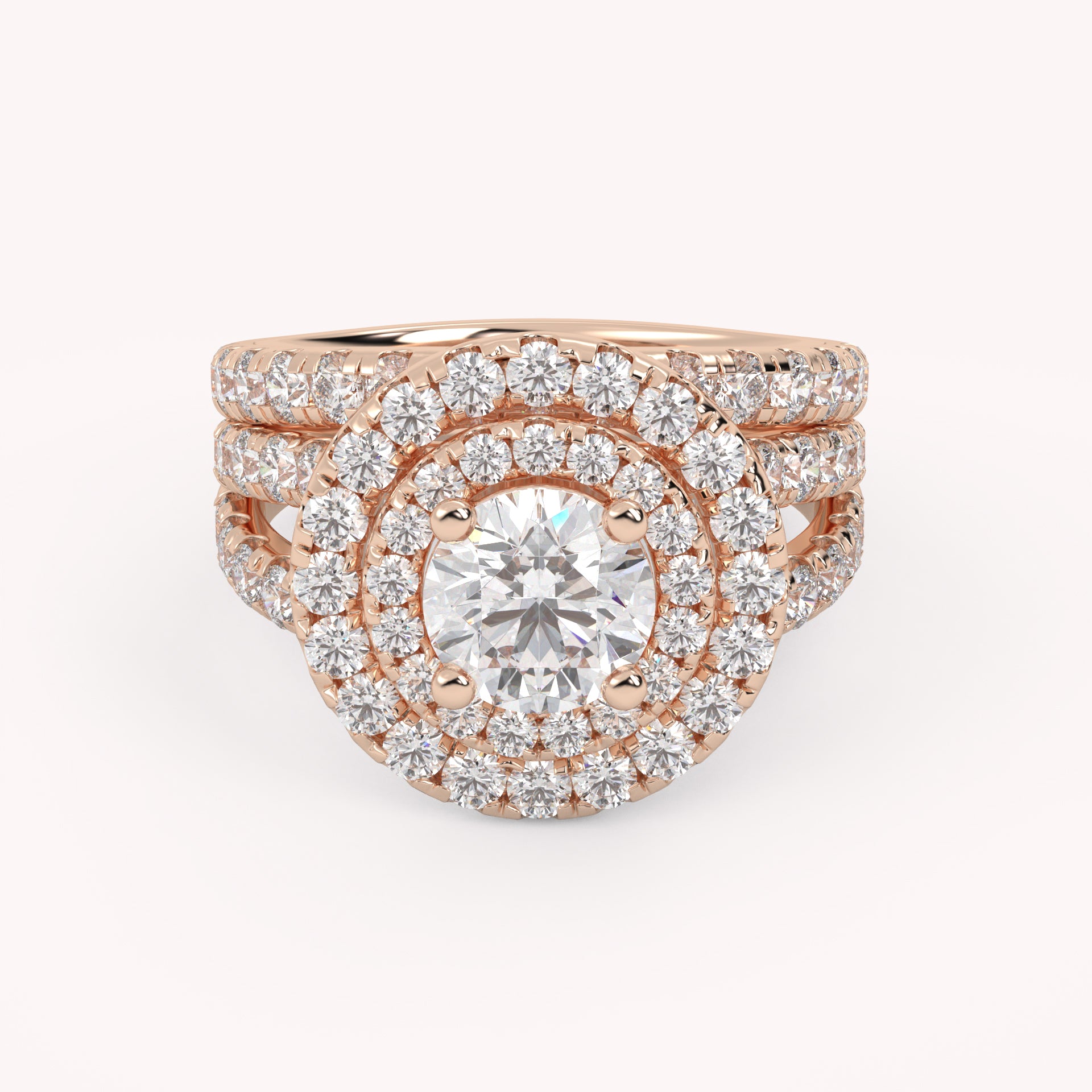 IGI Certified Double Halo Lab Diamond Bridal Set Ring