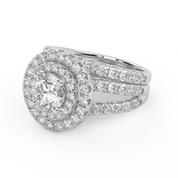 IGI Certified Double Halo Lab Diamond Bridal Set Ring