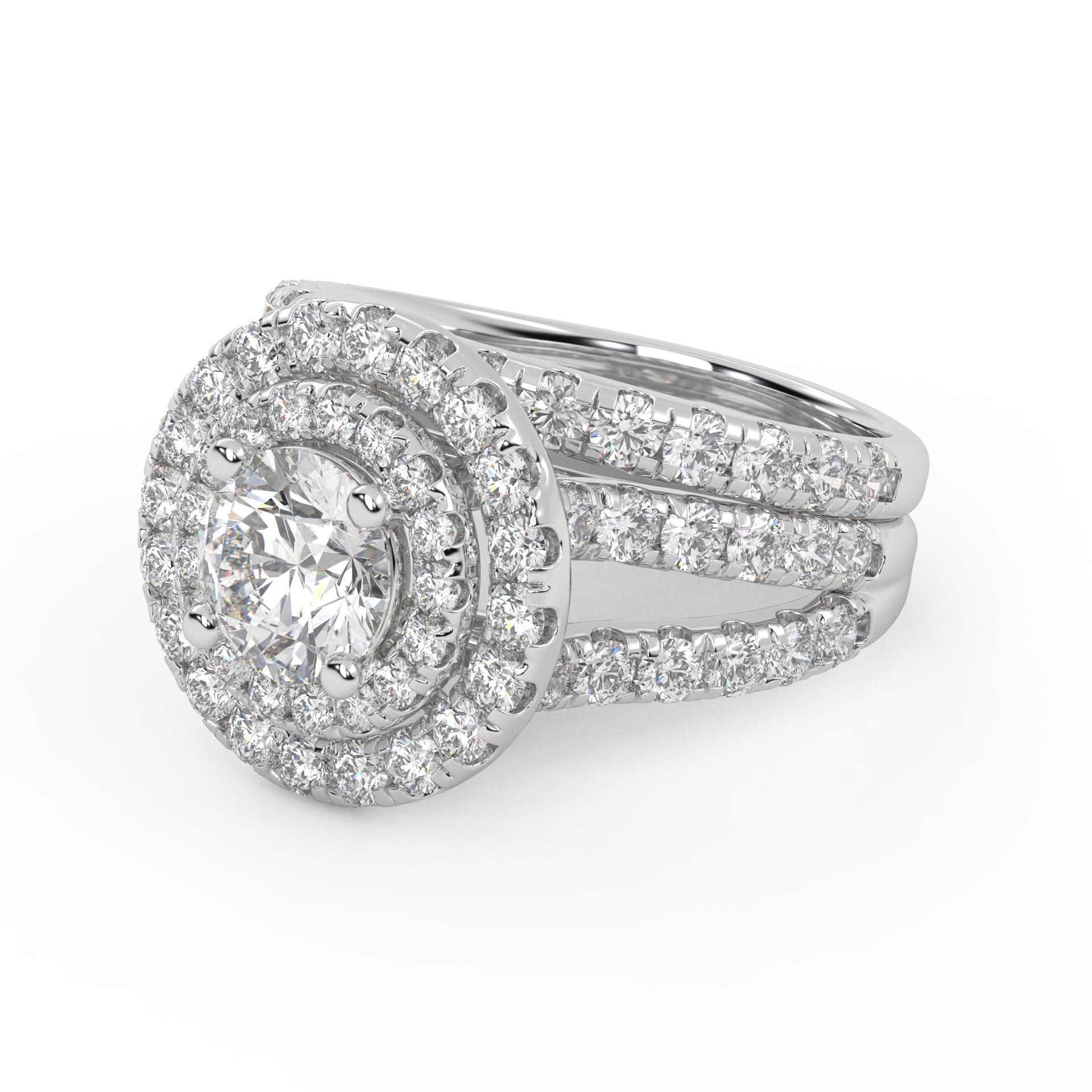 IGI Certified Double Halo Lab Diamond Bridal Set Ring