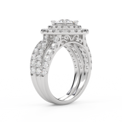IGI Certified Double Halo Lab Diamond Bridal Set Ring