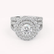 IGI Certified Double Halo Lab Diamond Bridal Set Ring