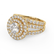 IGI Certified Double Halo Lab Diamond Bridal Set Ring