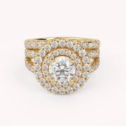 IGI Certified Double Halo Lab Diamond Bridal Set Ring