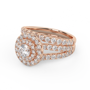 IGI Certified Double Halo Lab Diamond Bridal Set Ring