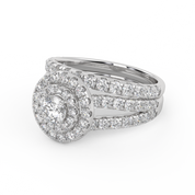 IGI Certified Double Halo Lab Diamond Bridal Set Ring