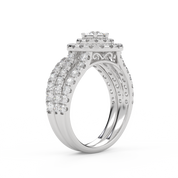 IGI Certified Double Halo Lab Diamond Bridal Set Ring