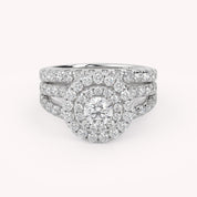 IGI Certified Double Halo Lab Diamond Bridal Set Ring
