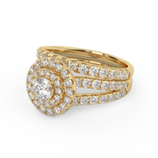 IGI Certified Double Halo Lab Diamond Bridal Set Ring