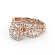 IGI Certified Infinity Shank Princess Cut Lab Diamond Bridal Set Ring