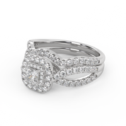 IGI Certified Infinity Shank Princess Cut Lab Diamond Bridal Set Ring
