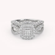 IGI Certified Infinity Shank Princess Cut Lab Diamond Bridal Set Ring