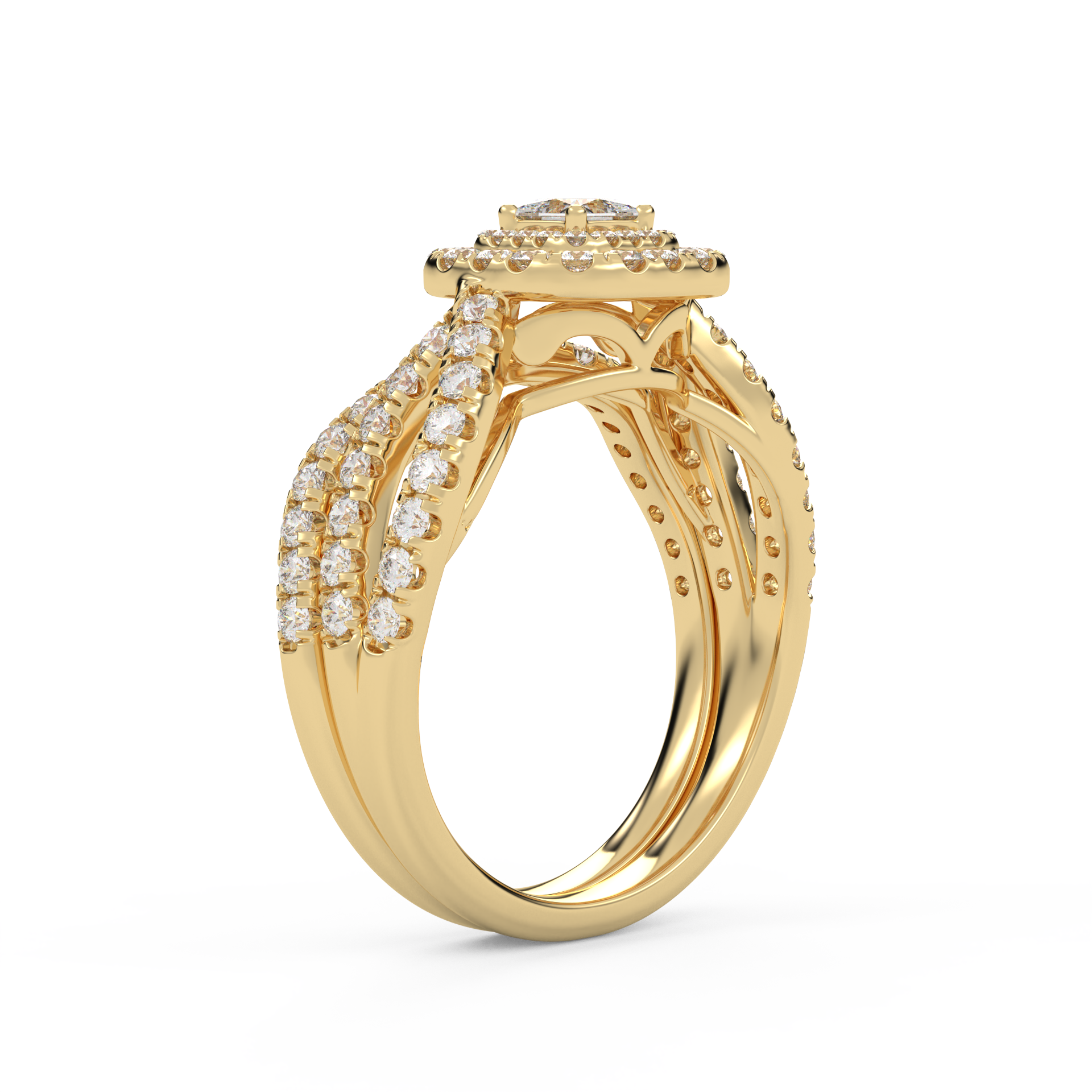 IGI Certified Infinity Shank Princess Cut Lab Diamond Bridal Set Ring