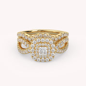 IGI Certified Infinity Shank Princess Cut Lab Diamond Bridal Set Ring