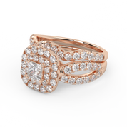 IGI Certified Infinity Shank Princess Cut Lab Diamond Bridal Set Ring