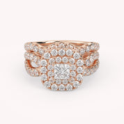 IGI Certified Infinity Shank Princess Cut Lab Diamond Bridal Set Ring