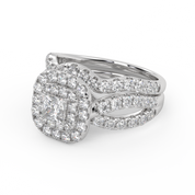 IGI Certified Infinity Shank Princess Cut Lab Diamond Bridal Set Ring