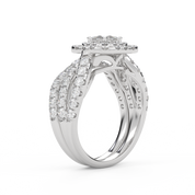 IGI Certified Infinity Shank Princess Cut Lab Diamond Bridal Set Ring