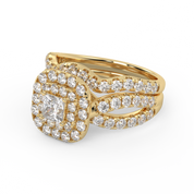 IGI Certified Infinity Shank Princess Cut Lab Diamond Bridal Set Ring